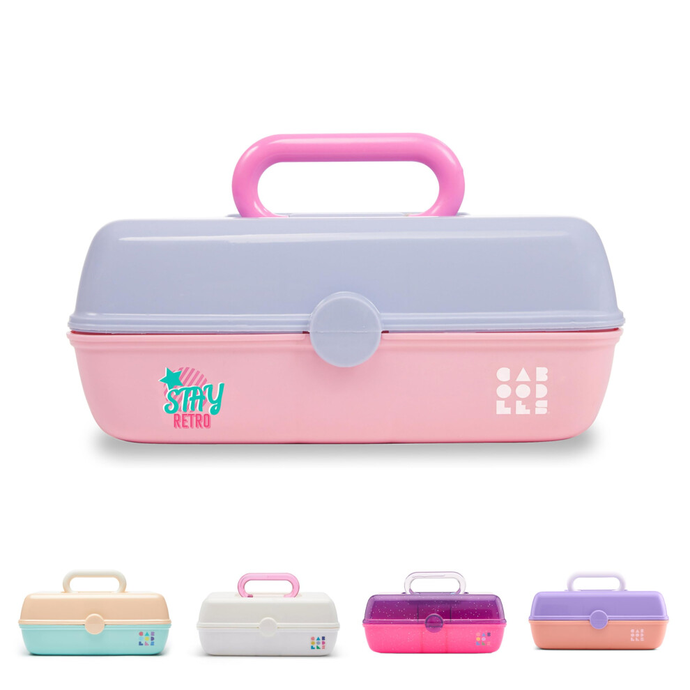 Restez r   tro - Jolie dans un petit organisateur de maquillage | Trousse de maquillage compacte, bleu pervenche sur rose