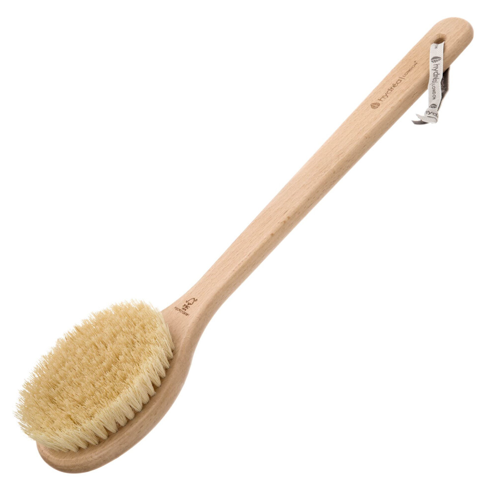 Hydrea London Dry Body Brush Â Long Handled Exfoliating Dry Skin Brush With Vegan Cactus Bristle, Dry Brush Cellulite Remover, Exfoliating Body Scrubber, Helps