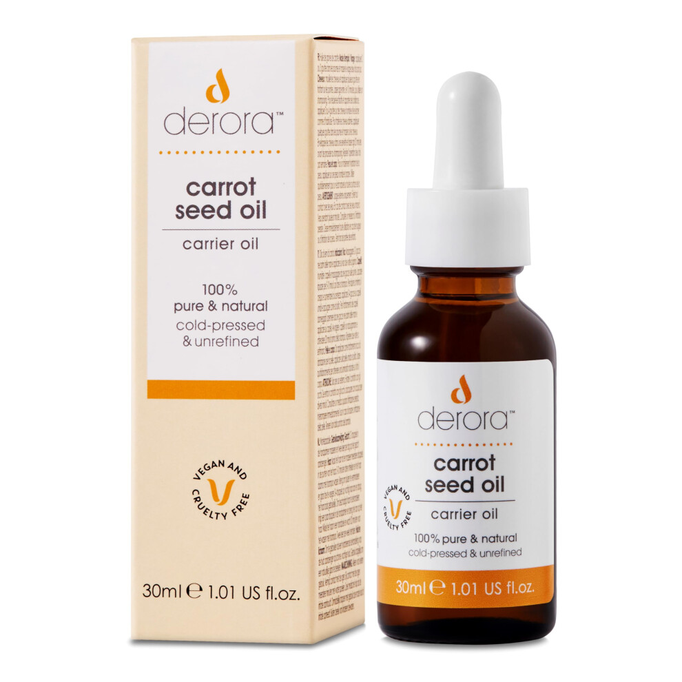 Derora Carrot Seed Oil | Nourishes Skin, Hair & Nails | 100% Pure & Natural | Cold Pressed & Unrefined | Antioxidant & Vitamin A, C & E Rich | Vegan &