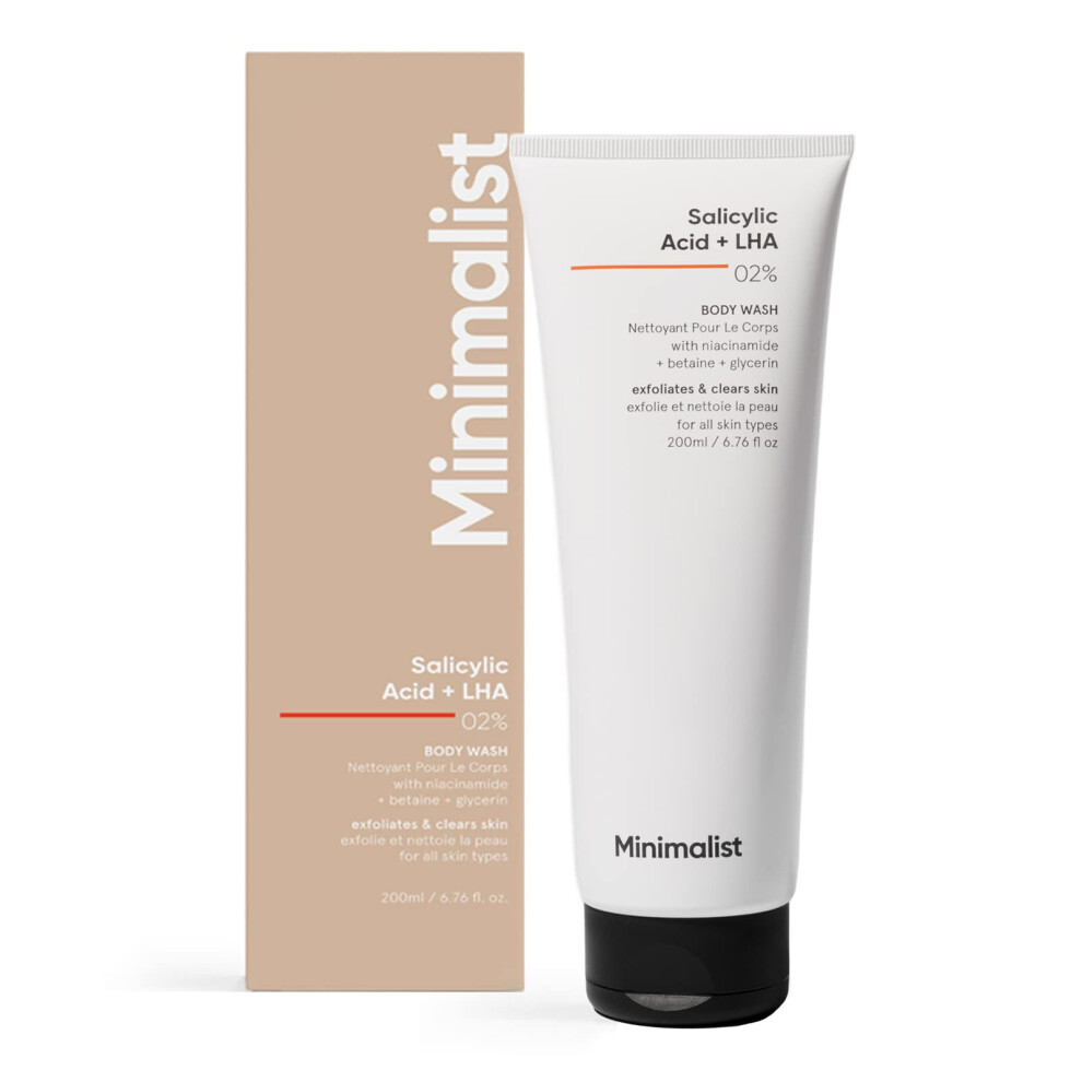 Minimalist 2% Salicylic Acid + Lha Body Wash | For Body Acne, Un-Even, Rough & Bumpy Skin | Sulphate (Sls), Dye, & Fragrance Free | Shower Gel For Women & Men |