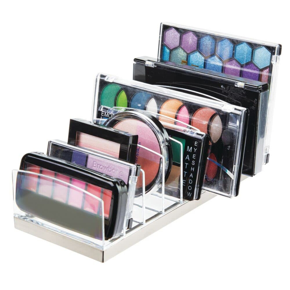 makeup-organiser---ideal-makeup-storage-solution-with-9-compartments---storage-for-makeup--palettes-and-other-items---clear-chrome