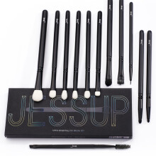 Jessup Lidschattenbrste Set 12pcs Black Eye Make -up Pinsel Set Professionell mit natrlichen synthetischen Haar