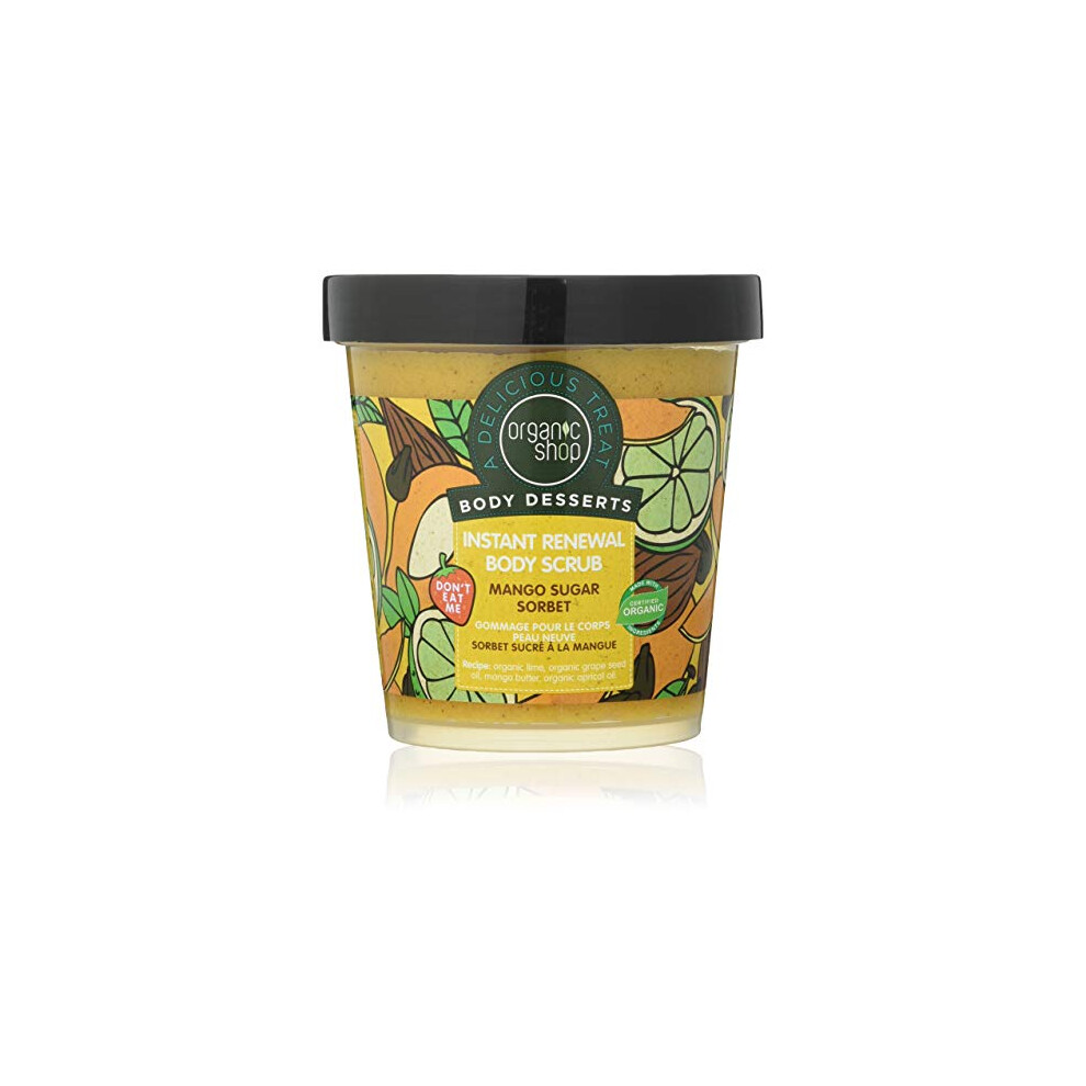 Organic Shop Body Desserts Mango Sugar Sorbet Instant Renewal Body Scrub, 450 Ml