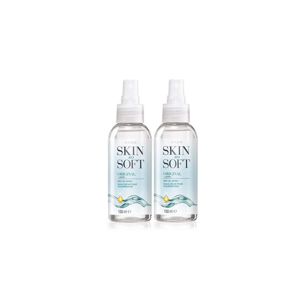 2 x Avon Standard Skin So Soft Dry Oil Spray 150ml, Formulated with Jojoba Oil and Vitamin E to Lock in Moisture, 2 x 150ml