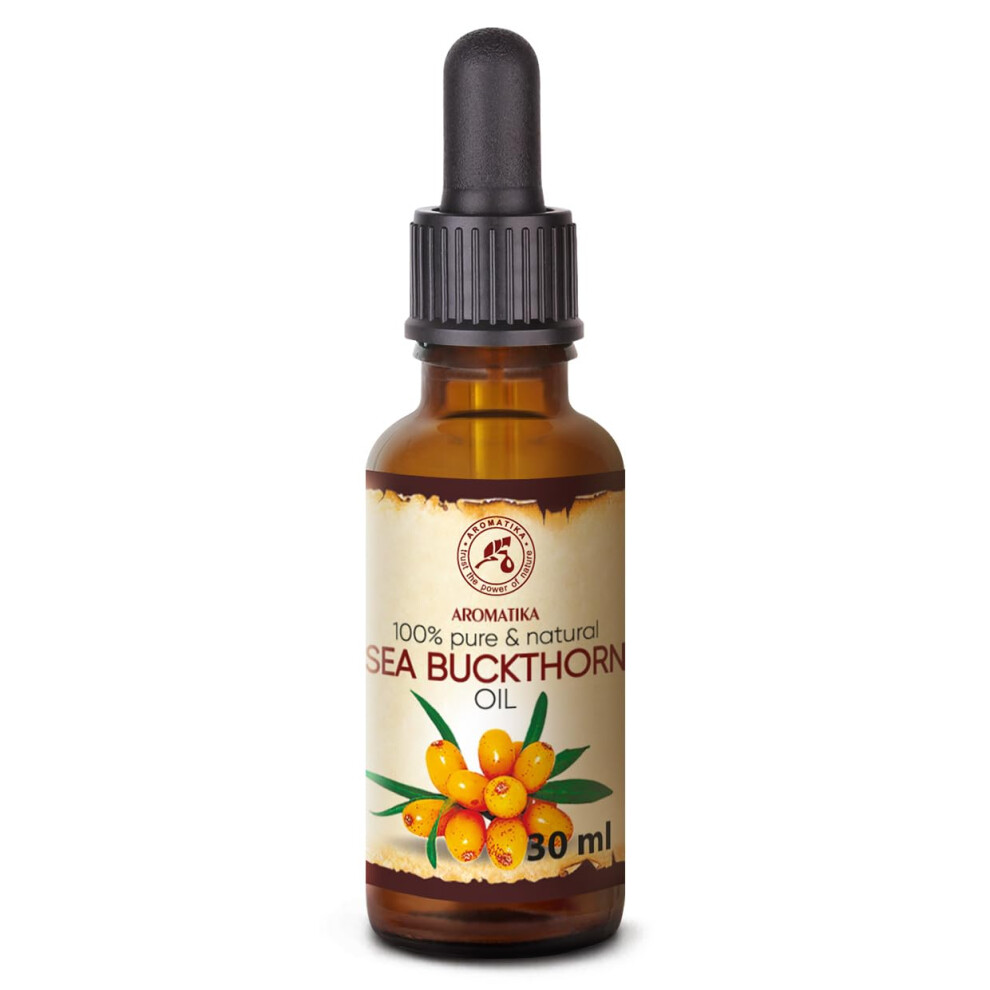 Aromatika Trust The Power Of Nature Sea Buckthorn Oil With Dropper - Cold Pressed - Hippophae Rhamnoides Oil - 100% Pure & Natural Sea Buckthorn Berry Oils For Face - Hair - Skin Care