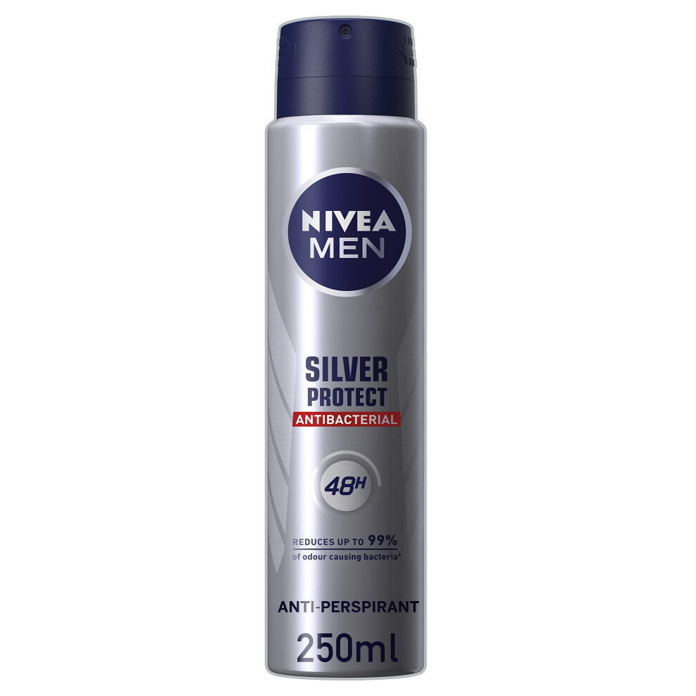 Nivea Silver Men Anti-Perspirant Deodorant Spray, Protect, 48 Hours Deo (250 Ml)