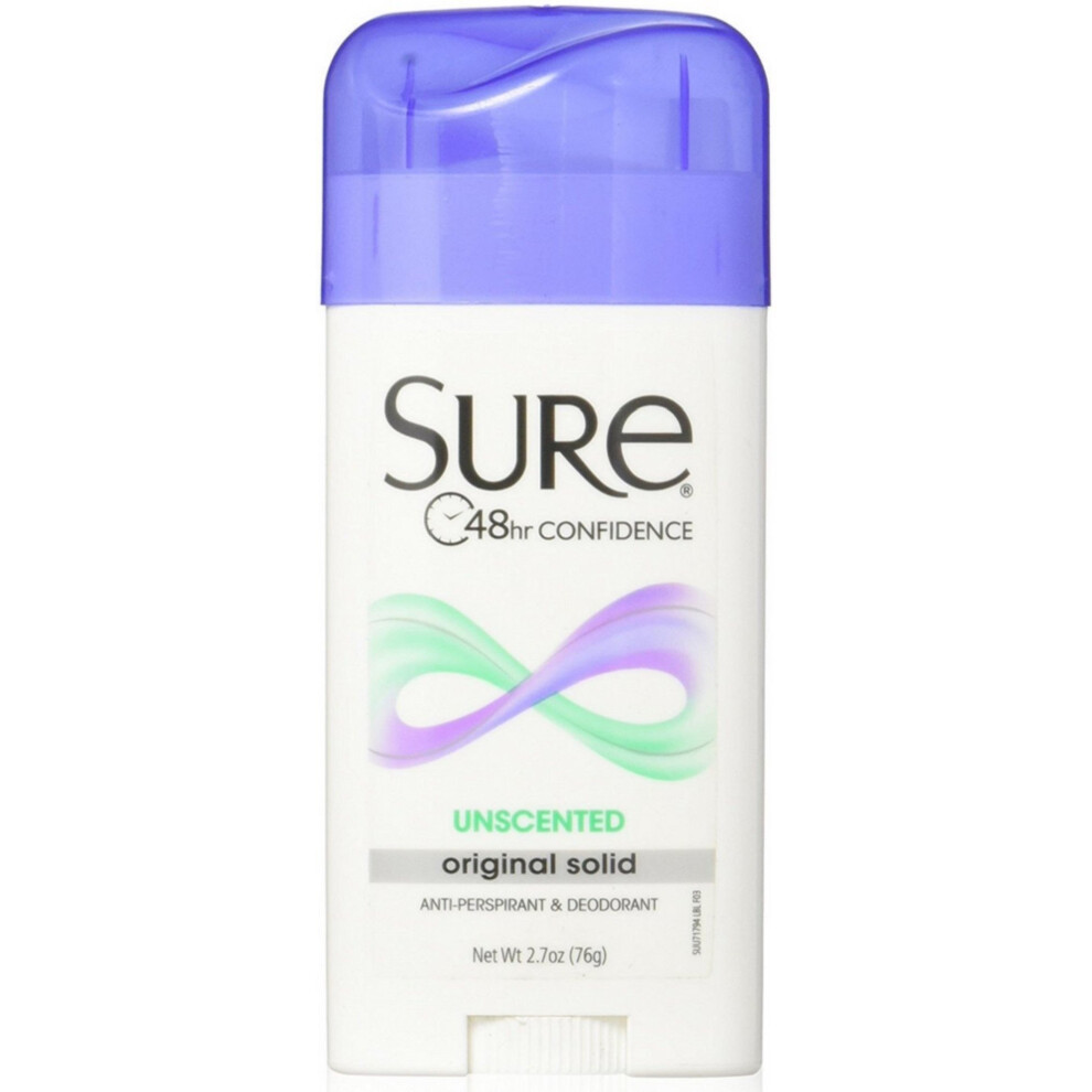 Sure Original Solid Unscented Antiperspirant Deodorant 80 Ml