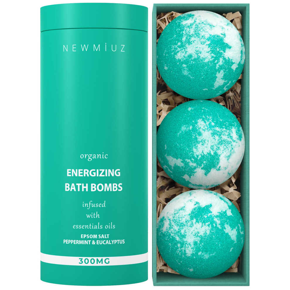 New Miuz Menthol Fizzing Bath Bomb Eucalyptus Peppermint Epsom Salt- Refreshing & Energizing - Luxurious Bubble Spa With Your Essential Oil Infused Bath Oil