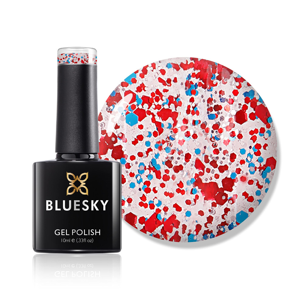 Gel Nail Polish, United Blingdom - Jubilee Celebration Colours - Blue, Red, Glitter, 10 ml Long Lasting, Chip Resistant, 10 ml (Requires Drying