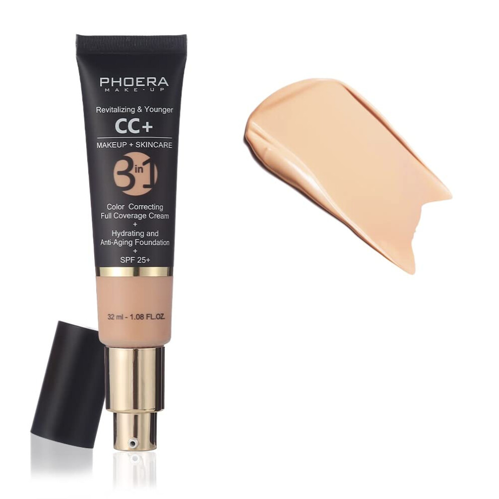 Phoera Cream/Dark Anti-Aging Color Correcting Full Coverage Foundation Spf 25+ Revitalizing & Younger Infused Concealer With Vitamins For Circles, Acne Scars
