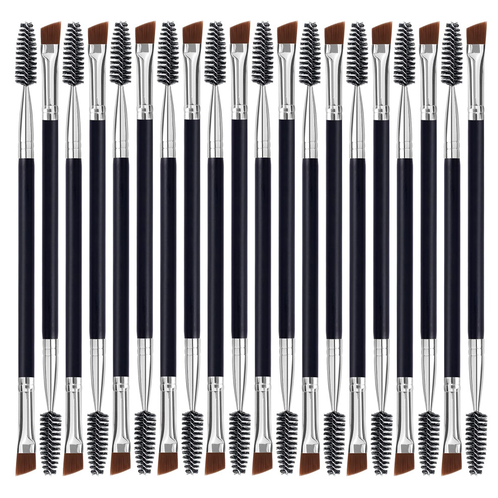 Lookseven Duo Eye Brow Brush, Angled Eyebrow Brush And Spoolie Brush, Eyelash Comb Eyebrow Brush Tool (20 Pcs)