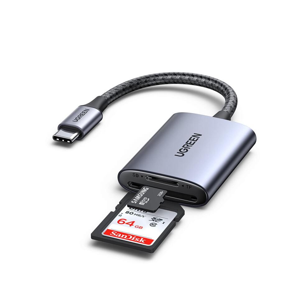 SD Card Reader, Aluminum USB C to Micro SD/SD Card Adapter, Thunderbolt 3 for TF/UHS-I/SDXC/SDHC/MMC Card, Compatible with iPhone 15/Pro Max/Pro, iPad