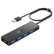 USB Hub 4 Ports, Multiple USB 3.0 Hub, USB A Splitter for Laptop with USB C Power Port, USB Extender for A Port Laptop, Windows, Linux, Acer PC and
