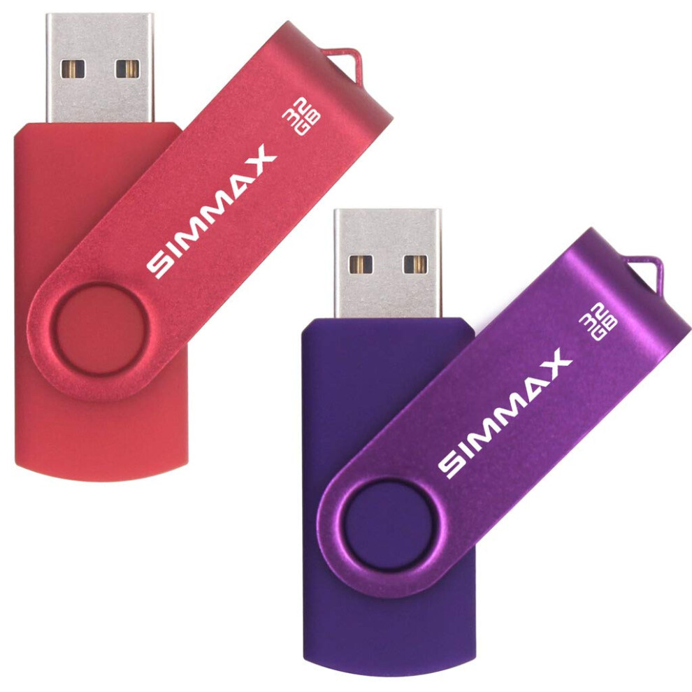 32Gb Usb Flash Drives 2 Pack 32Gb Memory Stick Swivel Design Thumb Drive Usb Stick (32Gb Purple) Red/Purple 611720047093