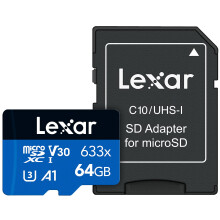 High-Performance 633x 64GB Micro SD Card, microSDXC UHS-I Card w/ SD Adapter, Up to 100MB/s Read, TF Card for Smartphones, Tablets, and Action Cameras