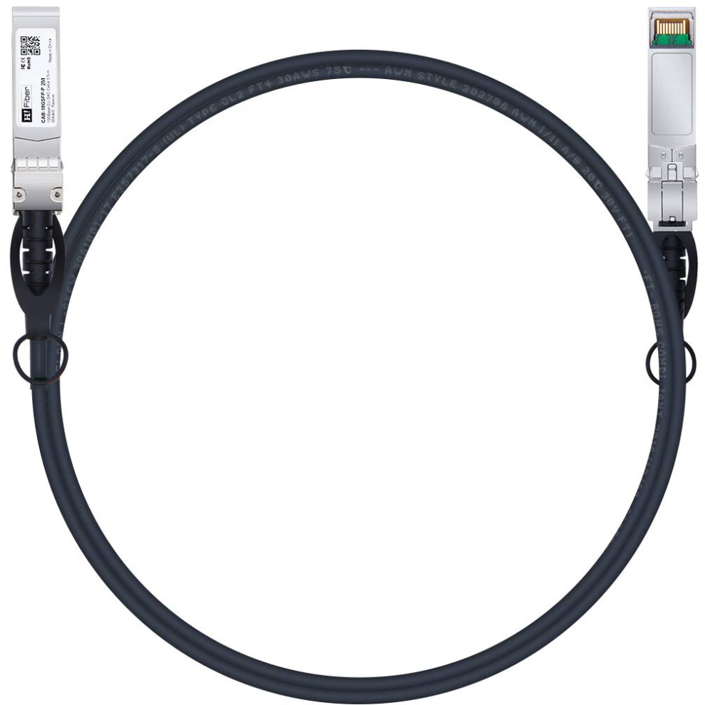 H!Fiber 10Gb/S Sfp+ Dac Cable 2M - 10Gbase-Cu Passive Direct Attach Copper Twinax Sfp+ Cable For Cisco Sfp-H10gb-Cu2m, Ubiquiti, Supermicro, Netgear, 602693072427