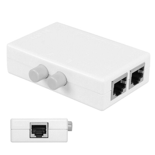 KW 2-Port RJ45 AB Manual Switch Box – 1Gbps CAT6 / CAT5E Network Selector