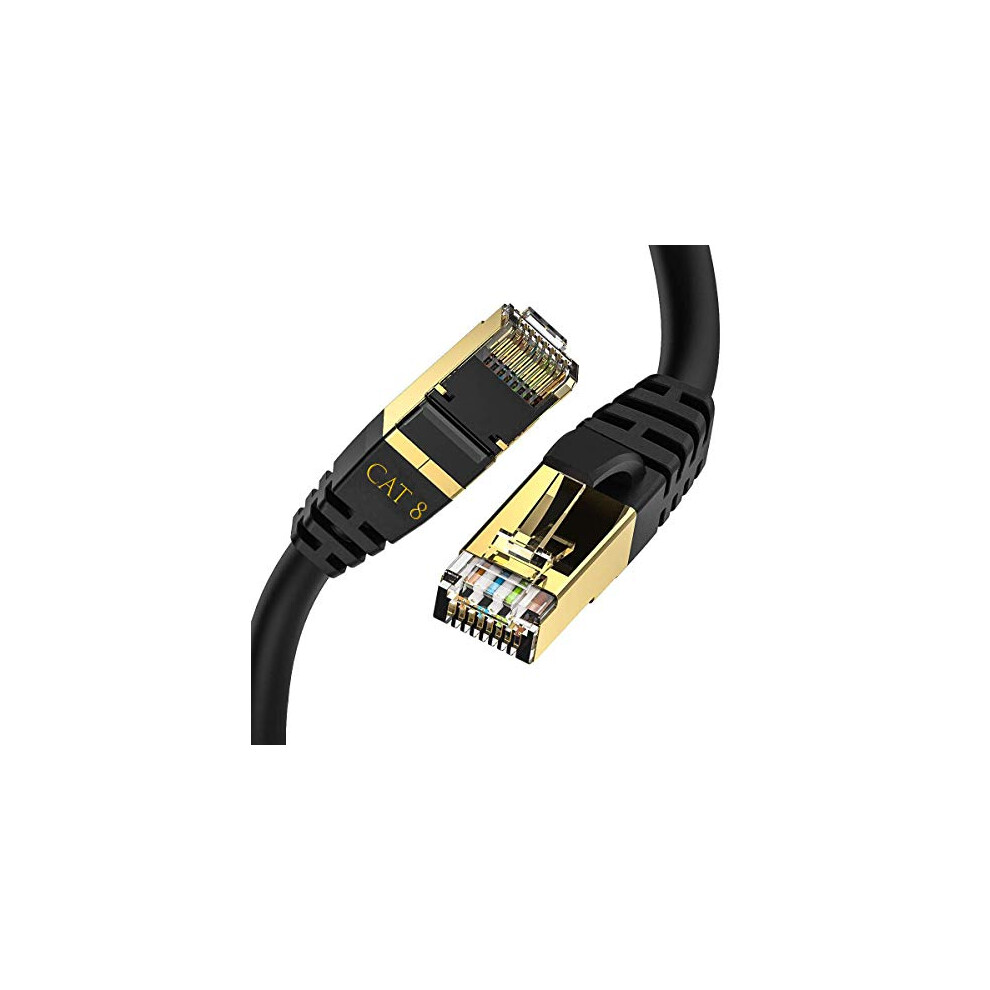 Cat8/Cat7 Ethernet Gigabit Lan Network Cable (Rj45) Sstp 40Gbps 2000Mhz - Round 3M Black 5060756720084