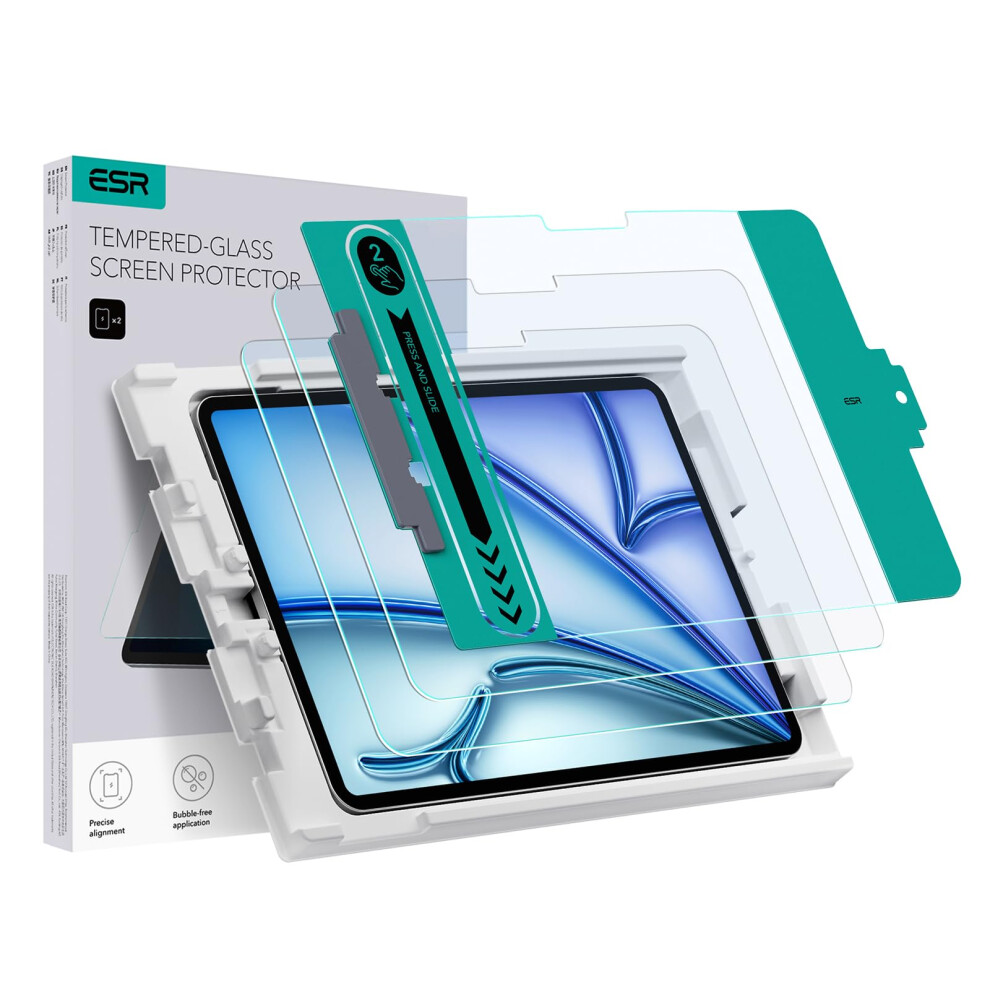 Photos - Protective film / glass ESR 2 Pack Tempered-Glass Screen Protector for iPad Air 11 Inch  M2, iPad Air 6th Generation, Tempered-Glass Film with Easy  2024