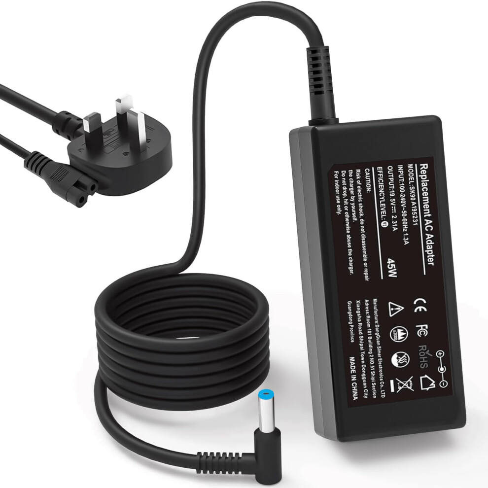 Fudcocwn 45W Hp Laptop Charger, 19.5V 2.31A Notebook Power Adapter For Hp Stream 11 13 14, Elitebook Folio, Envy, Spectre Ultrabook, Probook, Chromebook 11 14,
