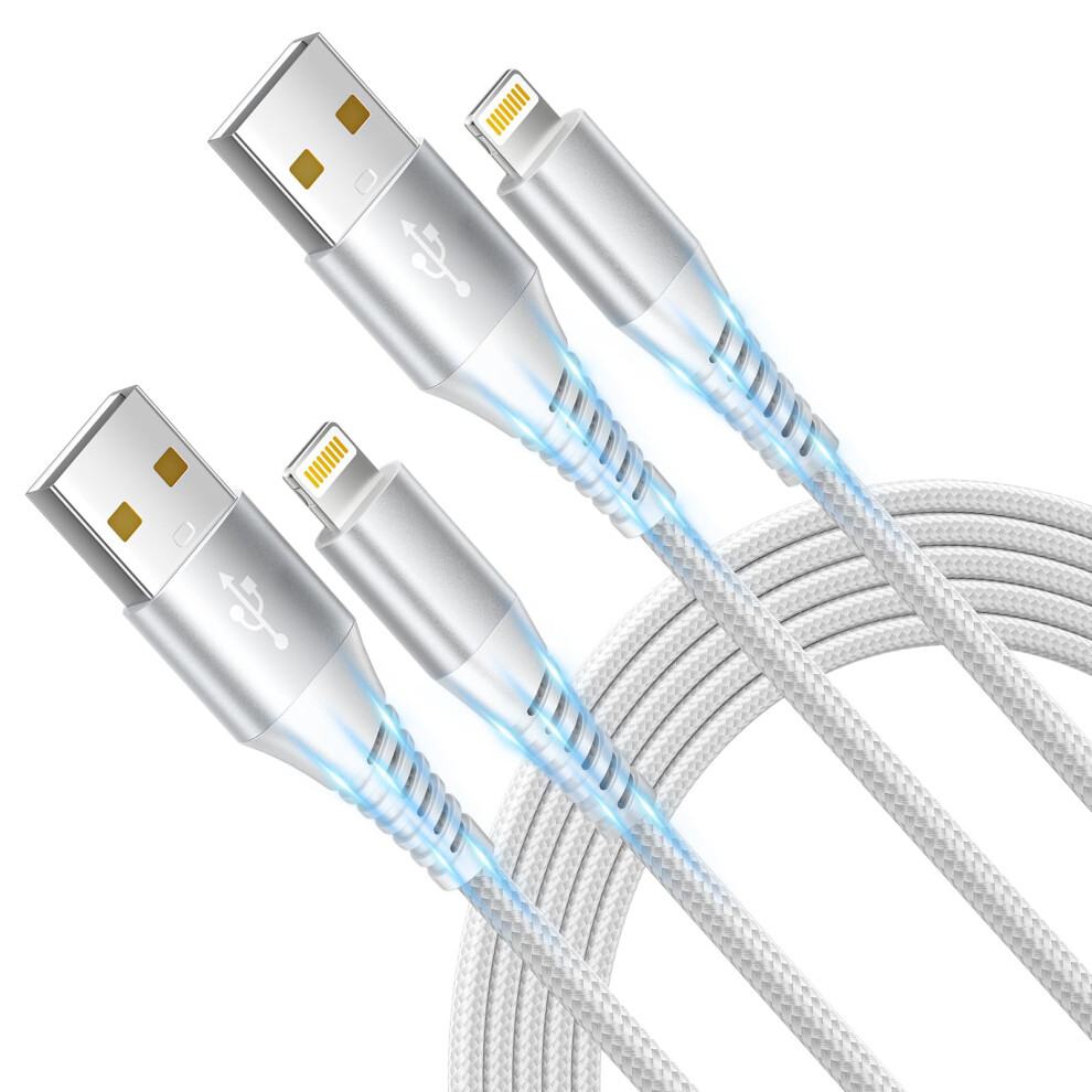 iPhone Charger Cable 2Pack 10FT/3M, MFi Certified Lightning Cable Fast Charging iPhone Cable Lead Nylon Braided Extra Long Charging Cord for iPhone 14