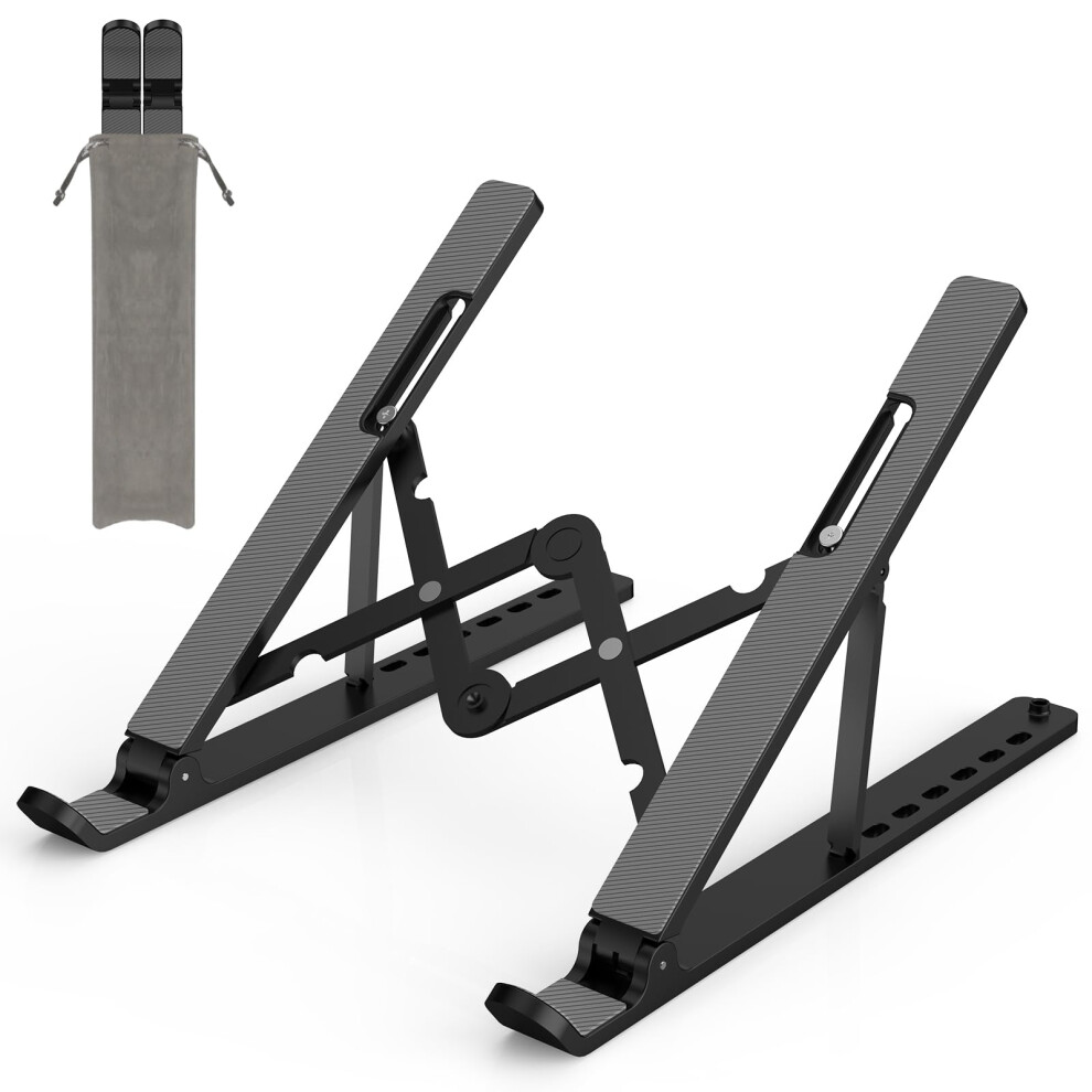 Adjustable Laptop Stand, Portable Laptop Riser For Desk, Abs+Silicone Laptop Holder, Foldable Ventilated Cooling Notebook Stand For 10-15.6Â Laptops Black 030391203629