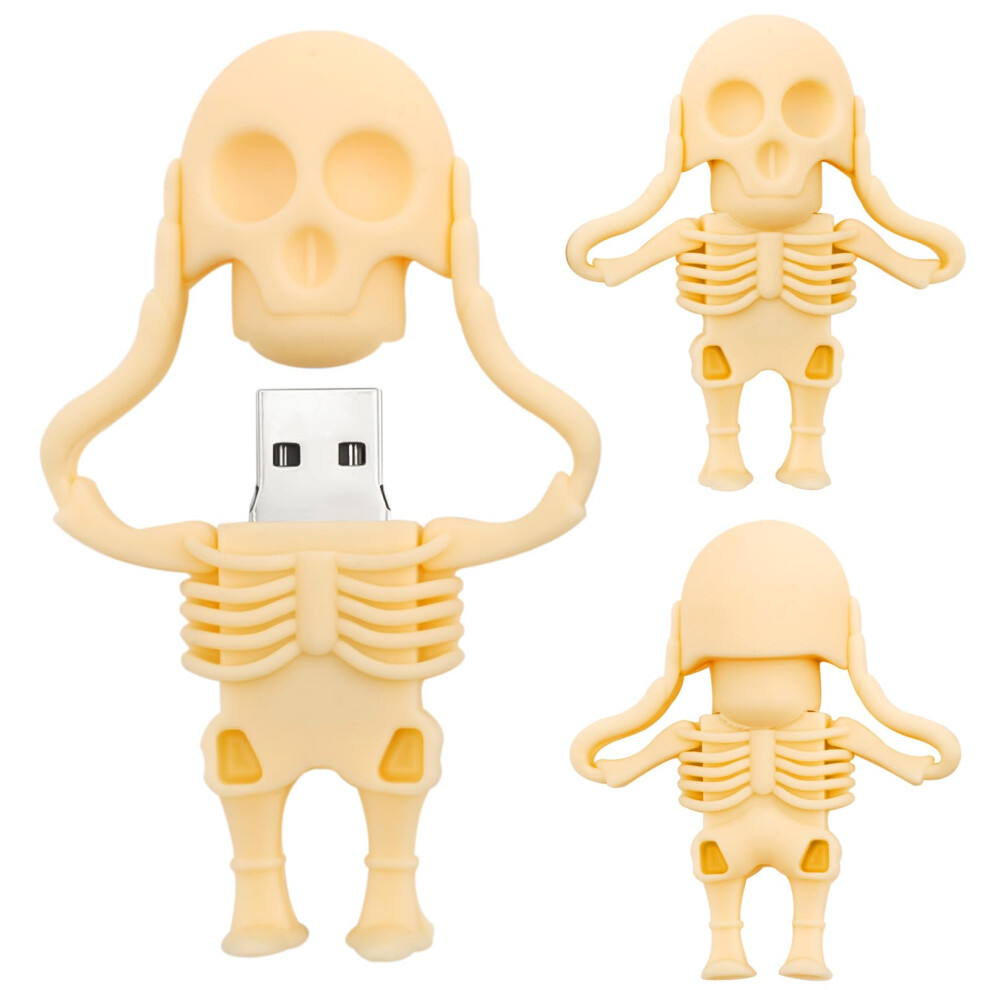 32 Gb Usb Flash Drive Cartoon Skeleton-Shaped Memory Stick Novelty Pen Drive Cool Usb Drive Amazing Gifts, Yellow 308075904132