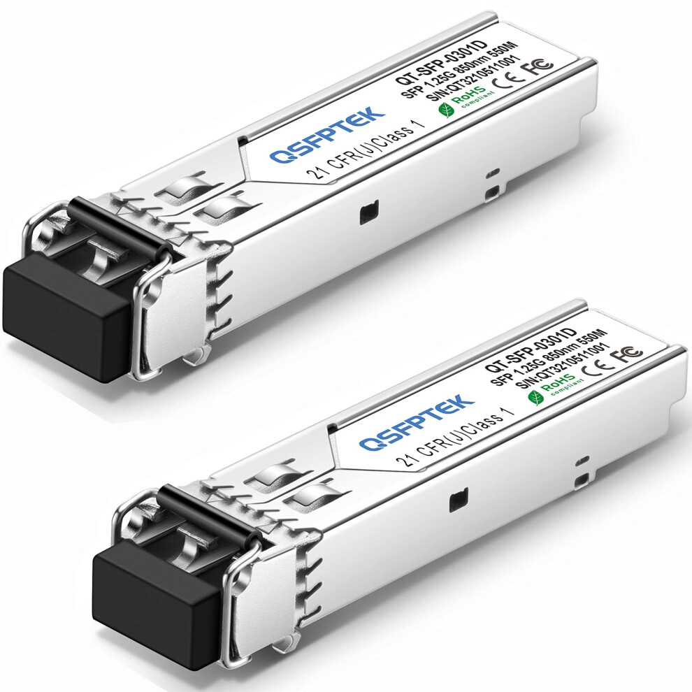 2Pack 1000Base-Sx Transceiver Mmf 850Nm,550M,Dom, Gigabit Multimode Sfp To Lc Module, Mini-Gbic For Cisco Glc-Sx-Mmd, Meraki Ma-Sfp-1Gb-Sx, Mikrotik, 762910565566