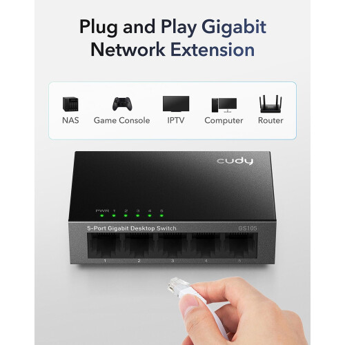 Cudy GS105 network switch Gigabit Ethernet (10/100/1000) Black 1