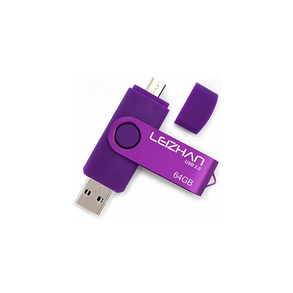 Usb Memory Stick 2.0 Otg(On The Go) 64Gb Dual Port(Usb 2.0 & Micro Usb) Usb Pendrive Flash Drive For Android Smart Phone Tablet Pc Purple 717760651822