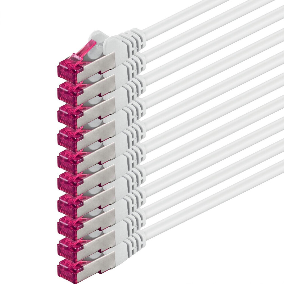 0,25M - Cat6a - Network Cable - 10 Pieces Cat 6A S-Ftp Double Shielded Pimf 500Mhz White 4251073600185