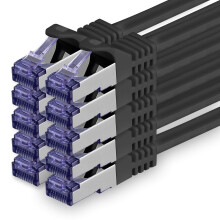 Cat.7 Lan ethernet cable 0,25m - Black - Cat7 Cat.7 Lan Ethernet Network 10GBASE-T - 10000 Mbps SFTP PIMF patchcable RJ45 plug