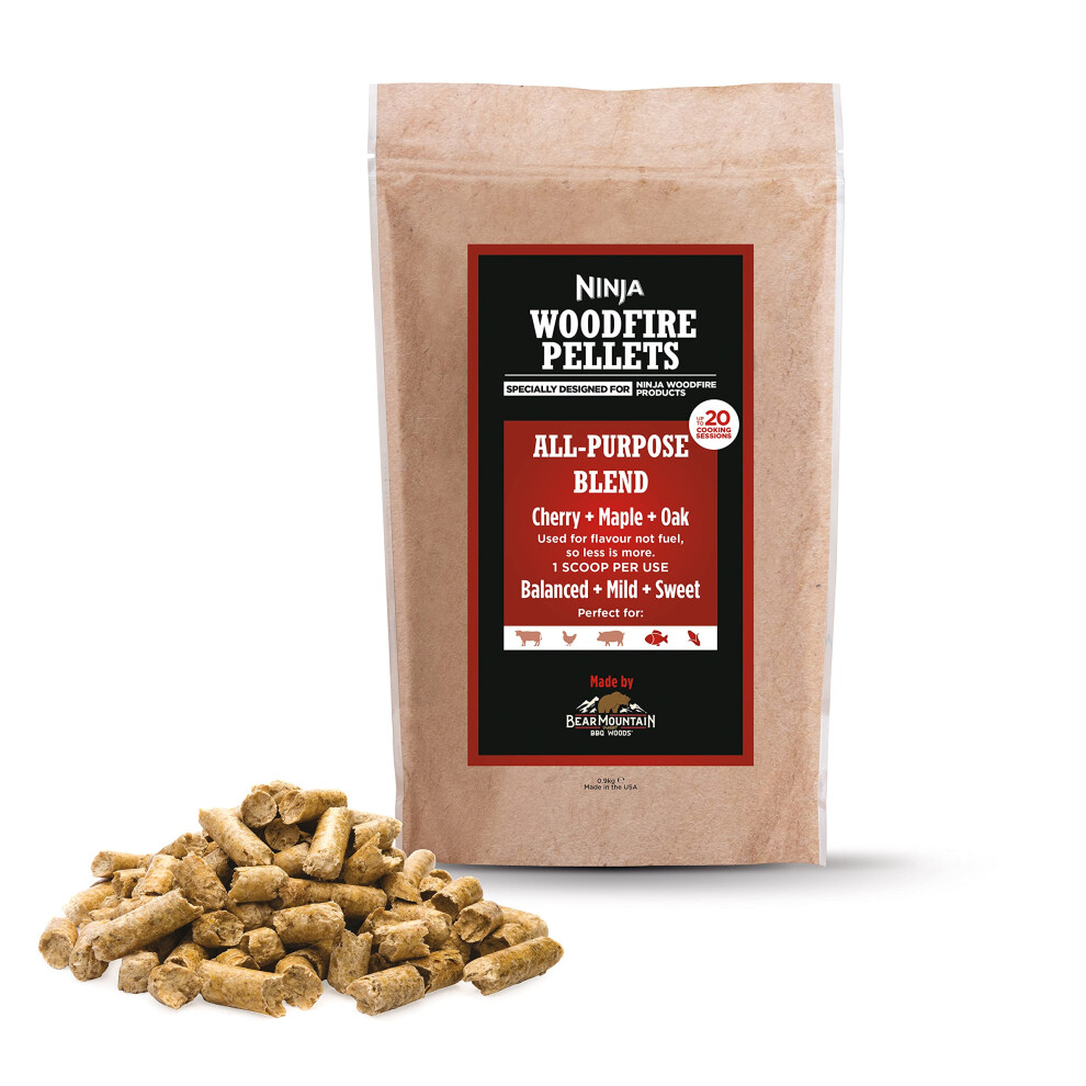 Ninja Woodfire Pellets, All-Purpose Blend, 900G Bag, Up To 20 Cooking Sessions, Hardwood Pellets, Only For Use With Woodfire Range, Xskogapbpl2uk