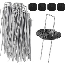 Weed Membrane Pegs, 50 Pack Metal 6"/150mm Weed Control Membrane Pegs+50 Pack Buffer Washer Heavy Duty Ground Pegs Weed Fabric Pegs Artificial Grass