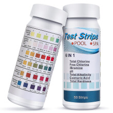 100 Pcs Hot Tub PH Test Strips,6 in 1 Test Strips Kit-Swimming Pool and Spa Chemicals Test Strips for Rapid Measurement of Residual Chlorine in Water