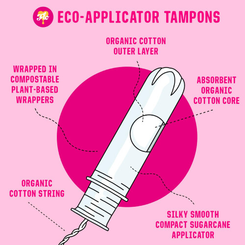 Organic Cotton Applicator Tampon Mega Regular & Super Pack (32 tampons) 2