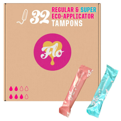 Organic Cotton Applicator Tampon Mega Regular & Super Pack (32 tampons)