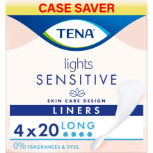 Lights Long Liner, 80 Incontinence Liners (4 x 20 Packs) for Women with Sensitive Skin, Breathable and Unscented Liner for Light Bladder Weakness and