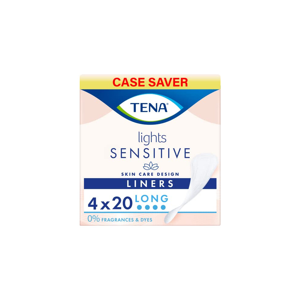 Tena Lights Long Liner, 80 Incontinence Liners (4 X 20 Packs) For Women With Sensitive Skin, Breathable And Unscented Liner For Light Bladder Weakness And