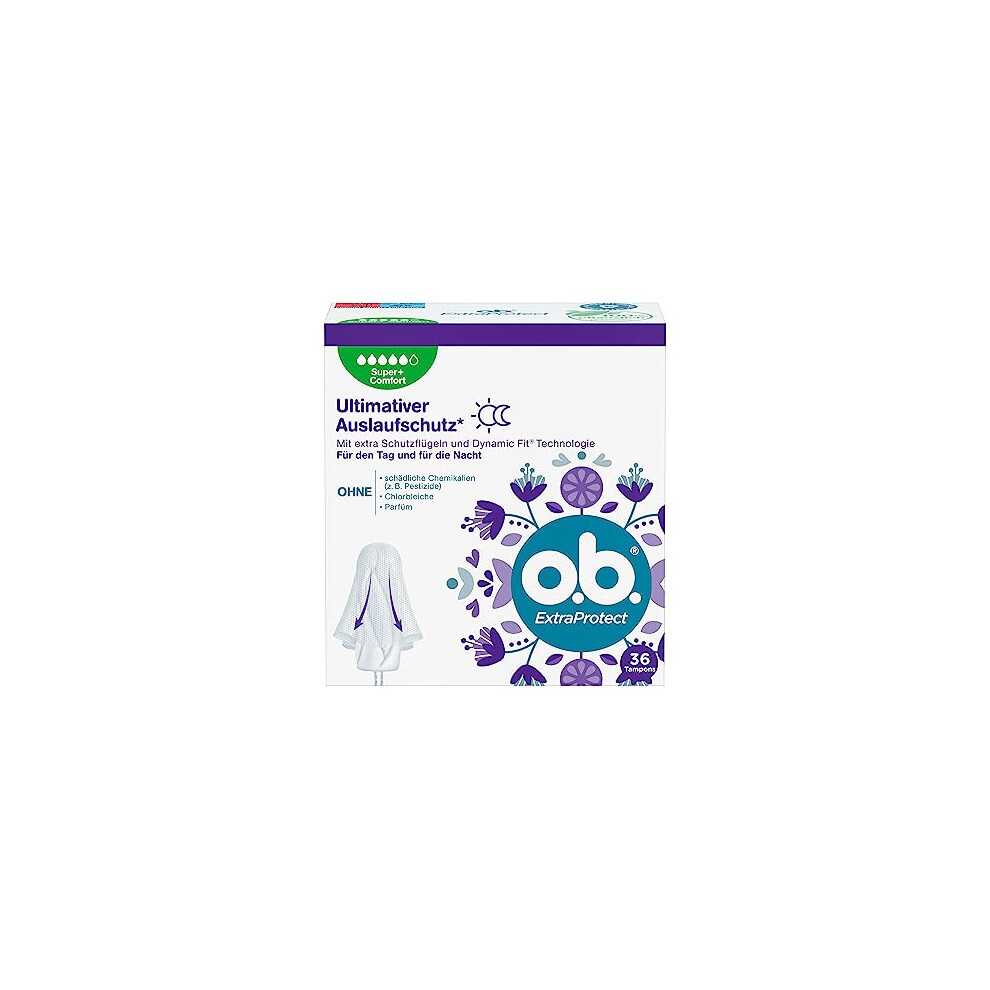 ExtraProtect Super + Comfort (Pack of 36), Tampons for Very Strong Days, Dynamic Fit Technology & Extra Protective Wings for up to 100% Leakage
