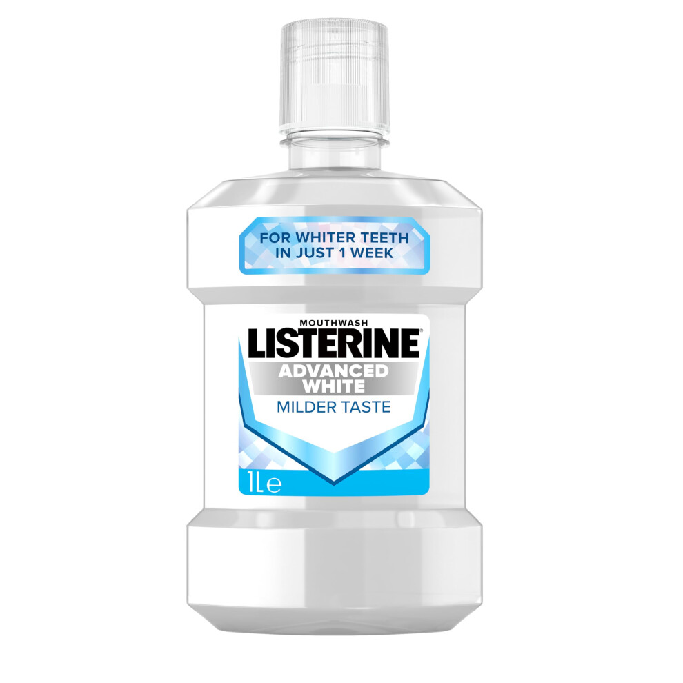 Advanced White Milder Taste (Zero Alcohol) Mouthwash (1000ml), Fluoride Mouthwash to Whiten and Protect from New Stains while Remineralising and