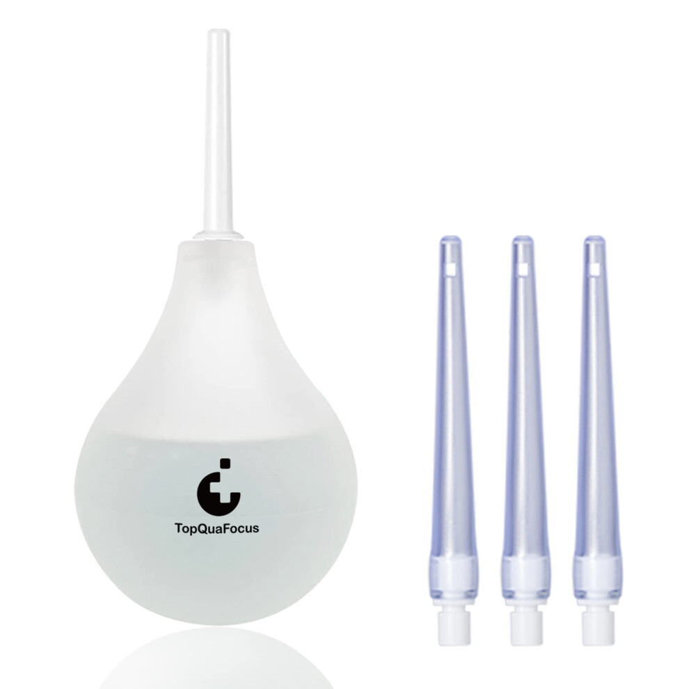 8oz Enema Bulb Kit Anal Cleaner Enema for Men & Women with 4 Nozzles Anal Douche Colon Cleaning (Transparent)