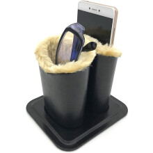 Wommty Eyeglasses Holder with PU Leather Velvet Plush, Protective Eyeglasses Holder Stand Case for Home Office and School (2 Holder)(Size: M)