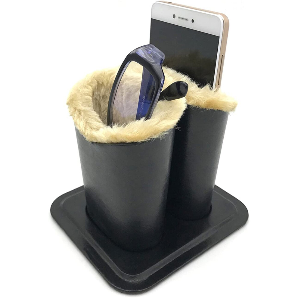 Sbymx Wommty Eyeglasses Holder With Pu Leather Velvet Plush, Protective Eyeglasses Holder Stand Case For Home Office And School (2 Holder)(Size: M)