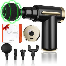 Mini Massage Gun Deep Tissue,6 Speeds Cordless Handheld Muscle Massager with 4 Heads 1800mAh Battery & Type-C Charging, Super Quiet Chargeable Device