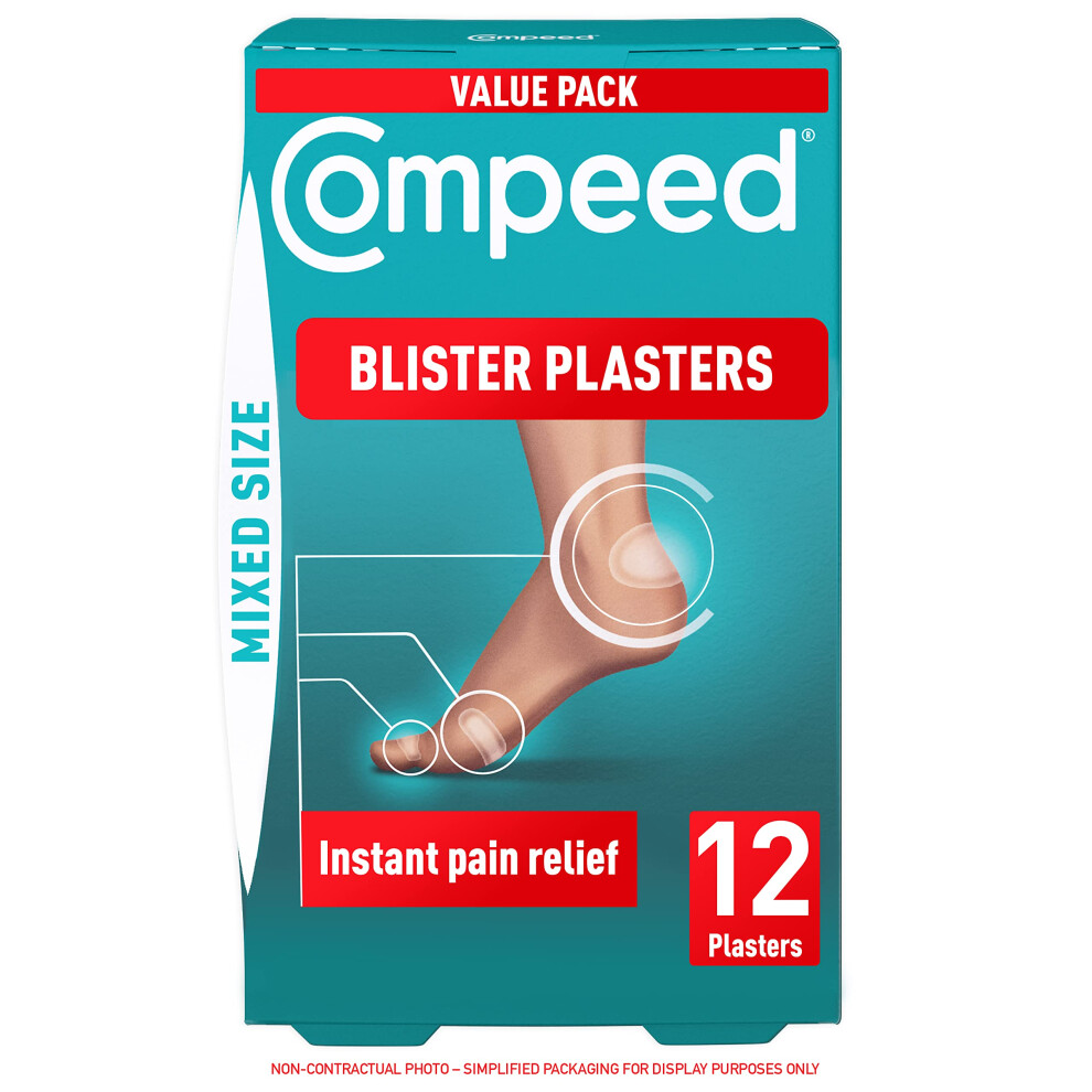 Mixed Size Blister Plasters, 12 Hydrocolloid Plasters, Foot Treatment, Heal Fast, 100% Plastic Free Carton Pack