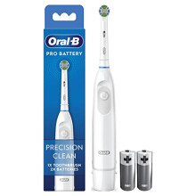 Pro Battery Toothbrush, Precision Clean Toothbrush Head, Plaque Remover For Teeth, 2 Batteries Included, White
