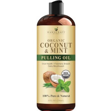 Coconut Oil Pulling for Teeth and Gums with Peppermint Oil - Organic Coconut Oil Pulling Oil Mouthwash for Fresh Breath, Oral Health and Cleaner Teeth
