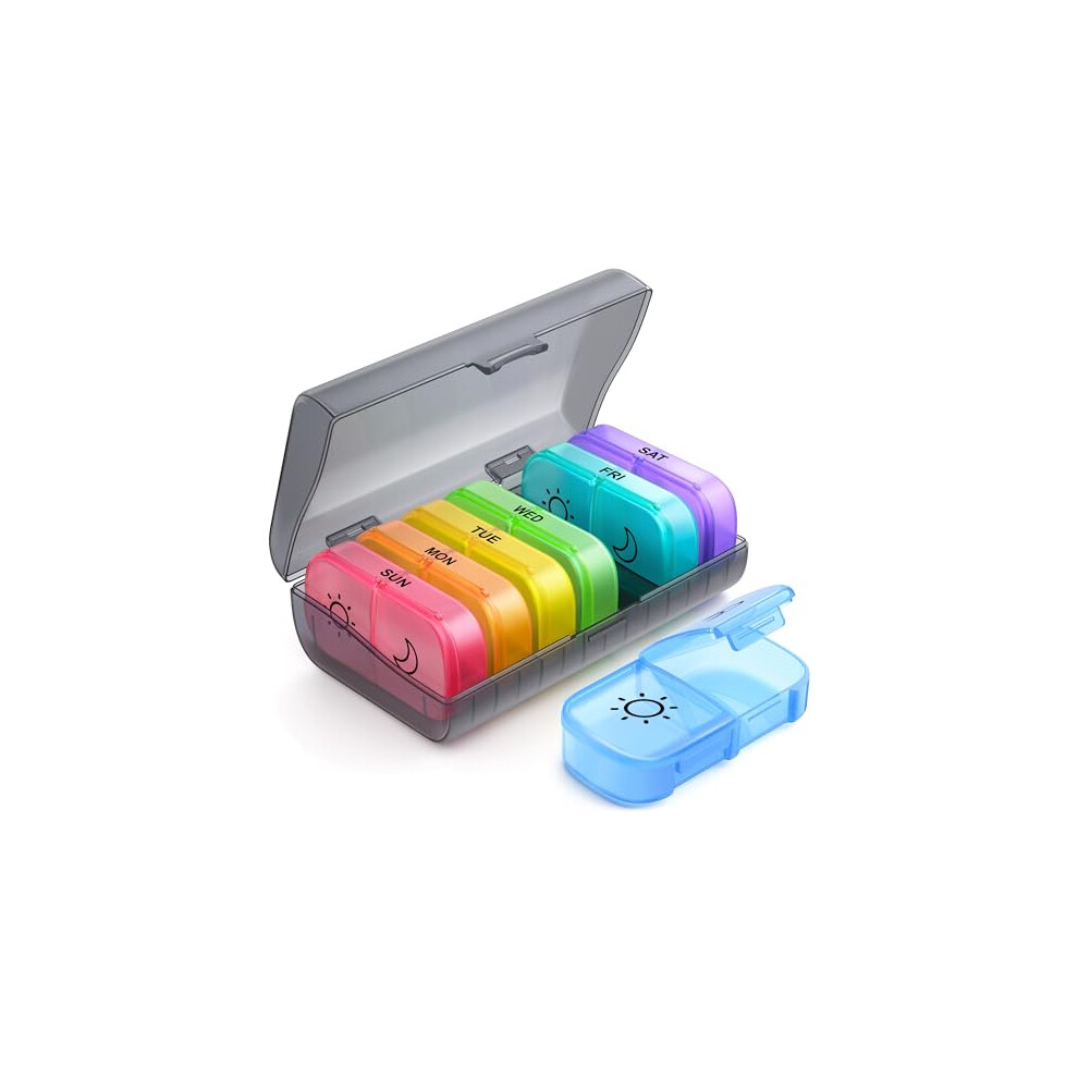Auvon Extra Large Pill Box Organiser 7 Day 2 Times A Day, Same-Side Open Weekly Am Pm Pill Case For Ease Of Use, Privacy Protection Tablet Organiser For