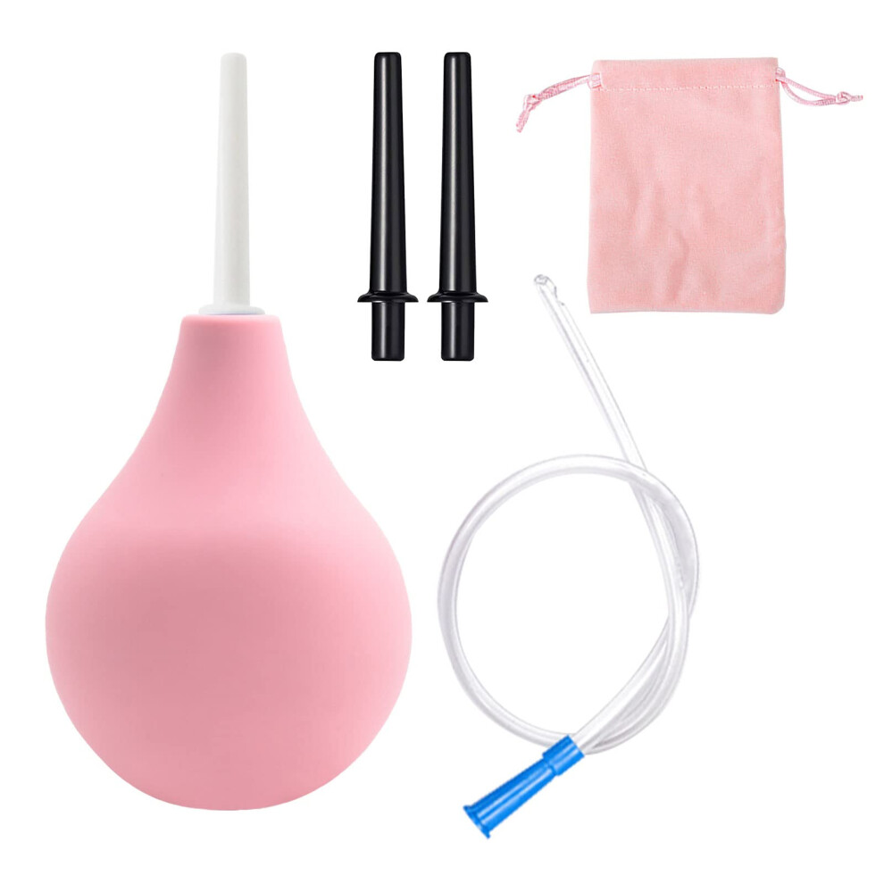 Mivaiun 225 Ml Bulb Douche Set For Men Women, 2 X Reusable Slim Nozzle, 1 X Long Tube Hose Nozzles And 1 X Storage Bag, Silicone Douche Bulb Comfortable